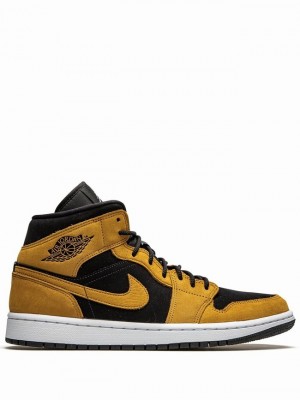 Yellow / Black Women's Nike Mid SE Air Jordan 1 | TXVKCD-598