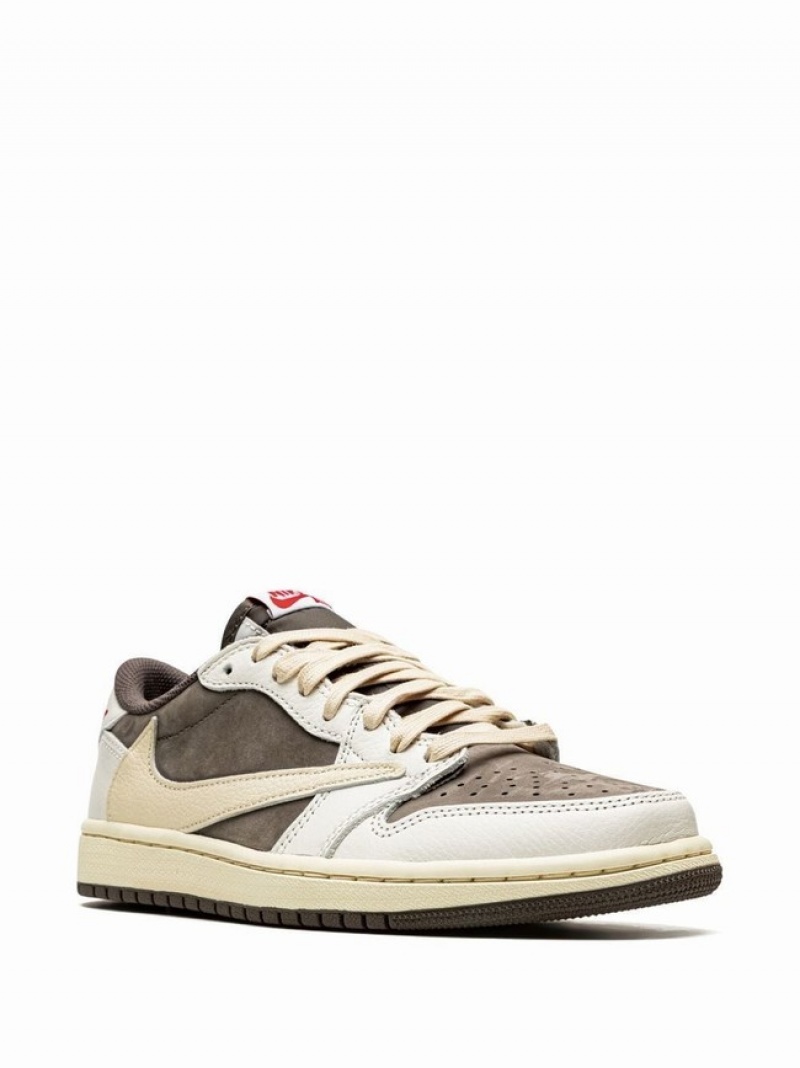 Beige Women's Nike x Travis Scott Low OG Reverse Mocha Air Jordan 1 | KYCWGN-671