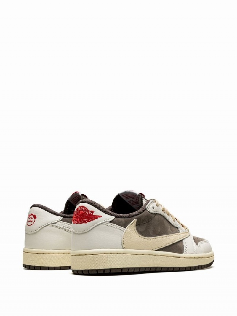 Beige Women's Nike x Travis Scott Low OG Reverse Mocha Air Jordan 1 | KYCWGN-671