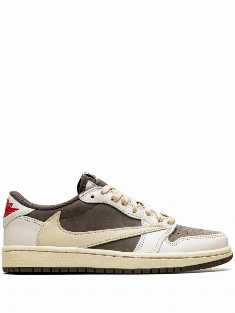 Beige Women\'s Nike x Travis Scott Low OG Reverse Mocha Air Jordan 1 | KYCWGN-671