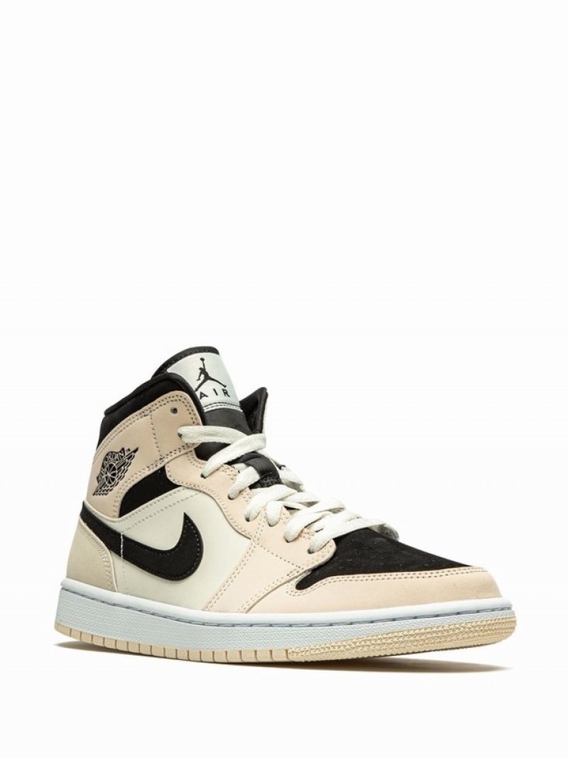 Beige / Black Women's Nike Wmns Mid Air Jordan 1 | AVOKQP-826