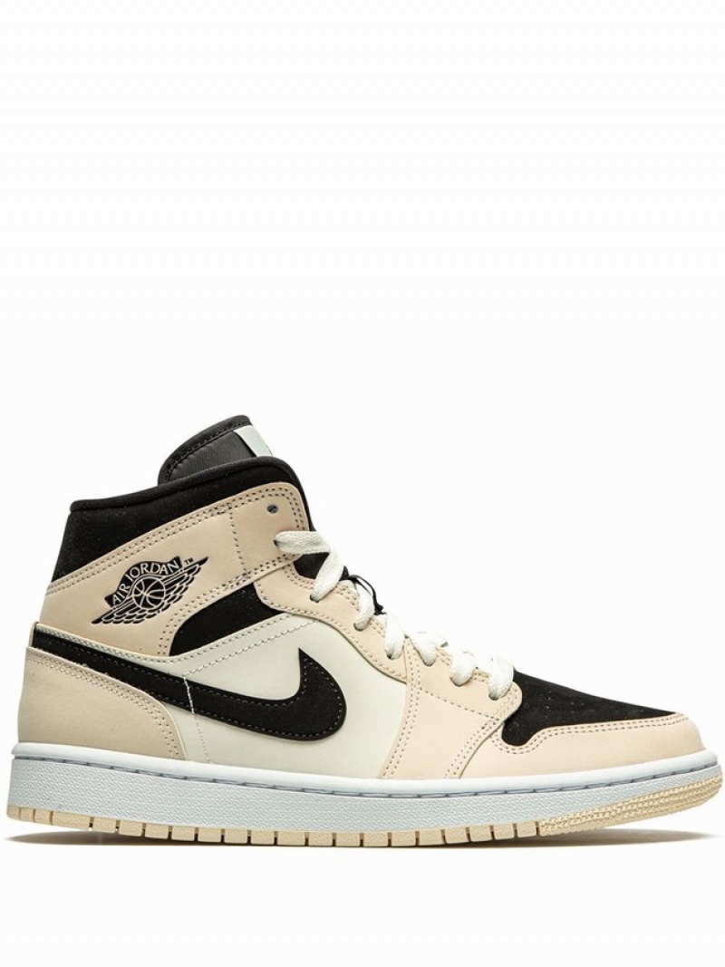 Beige / Black Women\'s Nike Wmns Mid Air Jordan 1 | AVOKQP-826