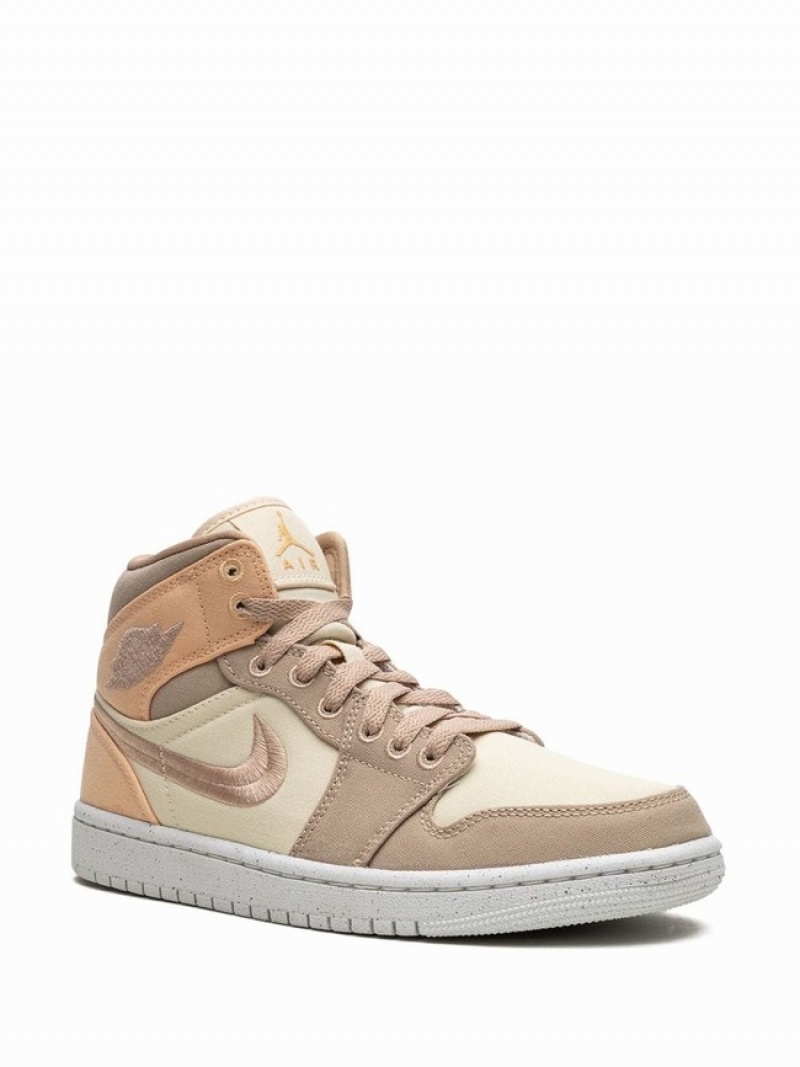 Beige / Brown Women's Nike Mid SE Canvas Khaki Air Jordan 1 | WERTGC-714