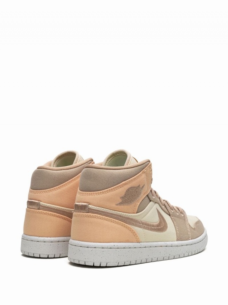 Beige / Brown Women's Nike Mid SE Canvas Khaki Air Jordan 1 | WERTGC-714