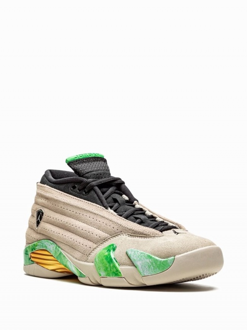 Beige / Green Women's Nike x Aleali May Low Air Jordan 14 | DFEWHO-541