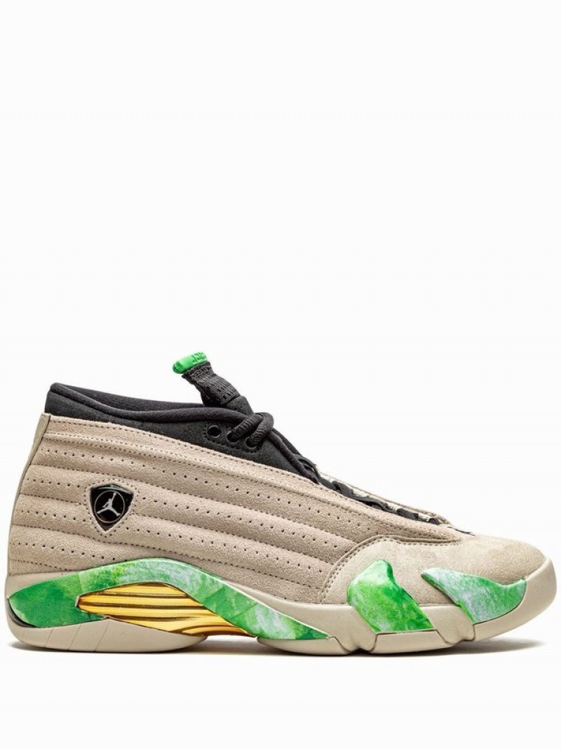 Beige / Green Women\'s Nike x Aleali May Low Air Jordan 14 | DFEWHO-541