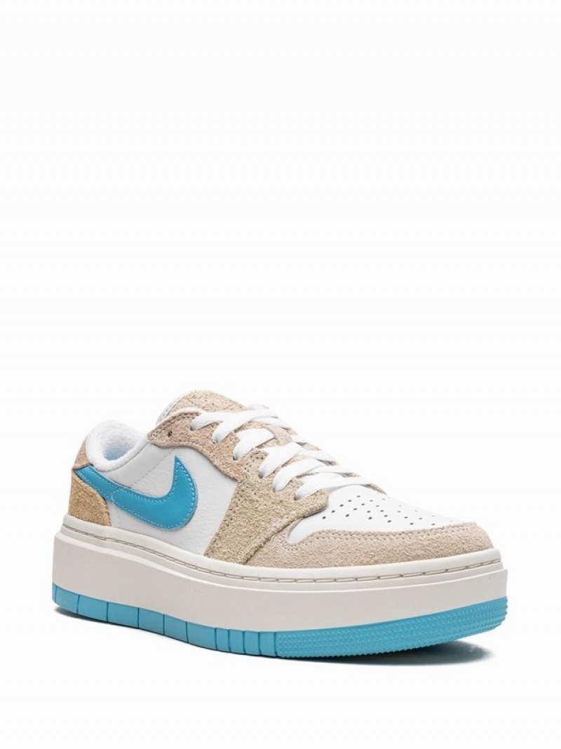 Beige / White / Blue Women's Nike Elevate Low SE Air Jordan 1 | UWHQKJ-059