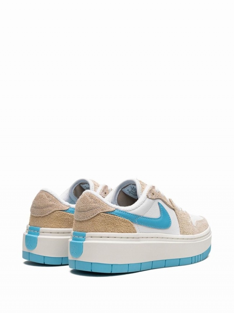 Beige / White / Blue Women's Nike Elevate Low SE Air Jordan 1 | UWHQKJ-059