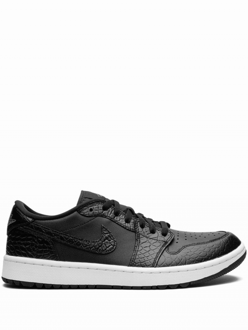 Black Men\'s Nike Golf Low Croc Air Jordan 1 | CAOULG-753