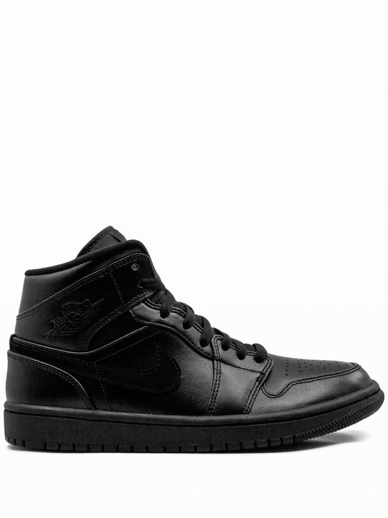 Black Men\'s Nike Mid Triple Air Jordan 1 | DSLEOR-187