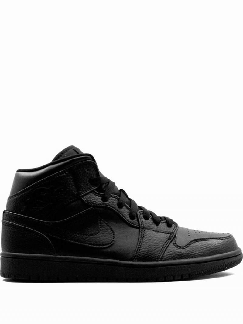 Black Men\'s Nike Mid Triple Air Jordan 1 | CVXHAD-674