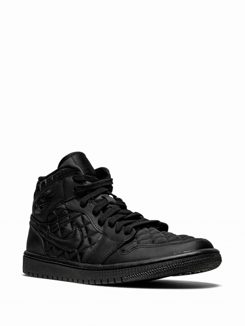 Black Women's Nike Mid Quilted Air Jordan 1 | BMFAOG-193