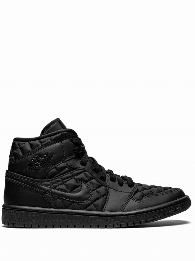 Black Women\'s Nike Mid Quilted Air Jordan 1 | BMFAOG-193