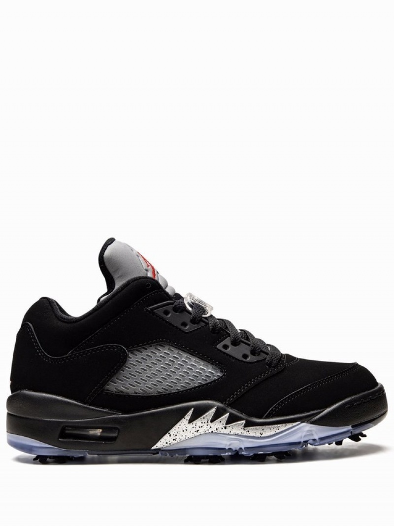 Black Women\'s Nike Retro Low Golf Black Metallic Air Jordan 5 | SAMVKL-763