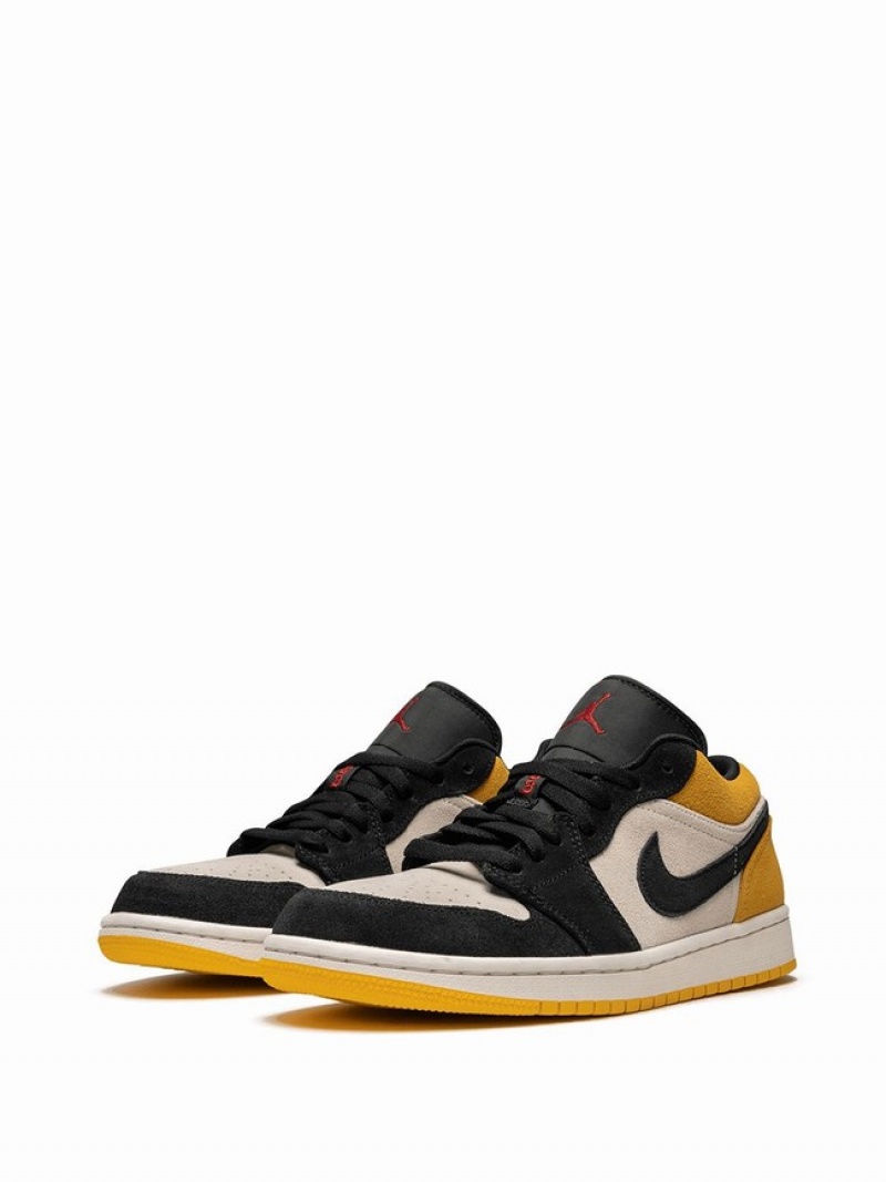 Black / Beige / Yellow Men's Nike Low Air Jordan 1 | VYSLDW-943