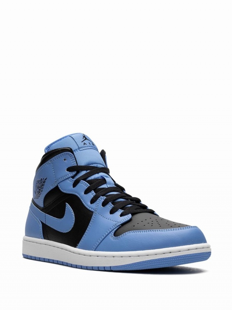 Black / Blue Men's Nike Mid University/ Air Jordan 1 | JXRBGI-136