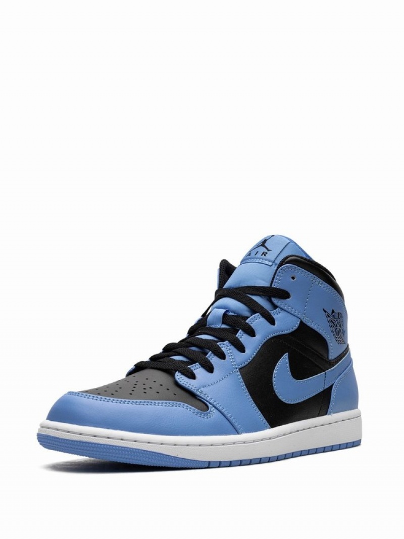 Black / Blue Men's Nike Mid University/ Air Jordan 1 | JXRBGI-136