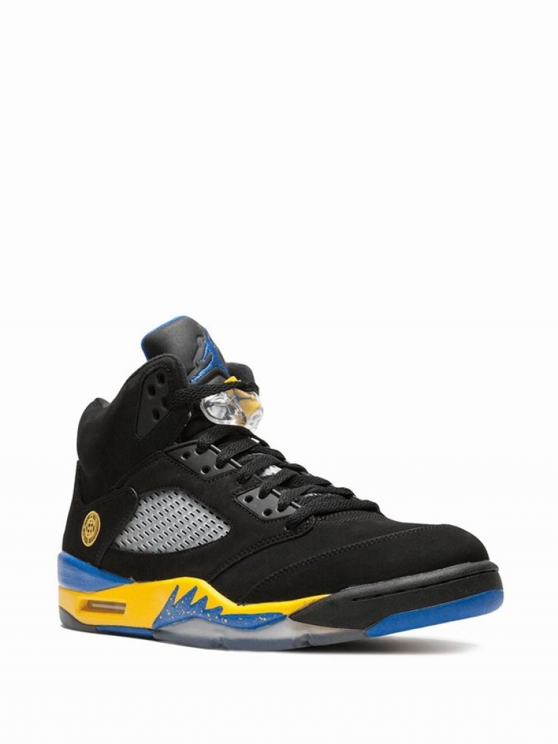 Black / Blue / Yellow Men's Nike Retro Air Jordan 5 | HMVBSD-072