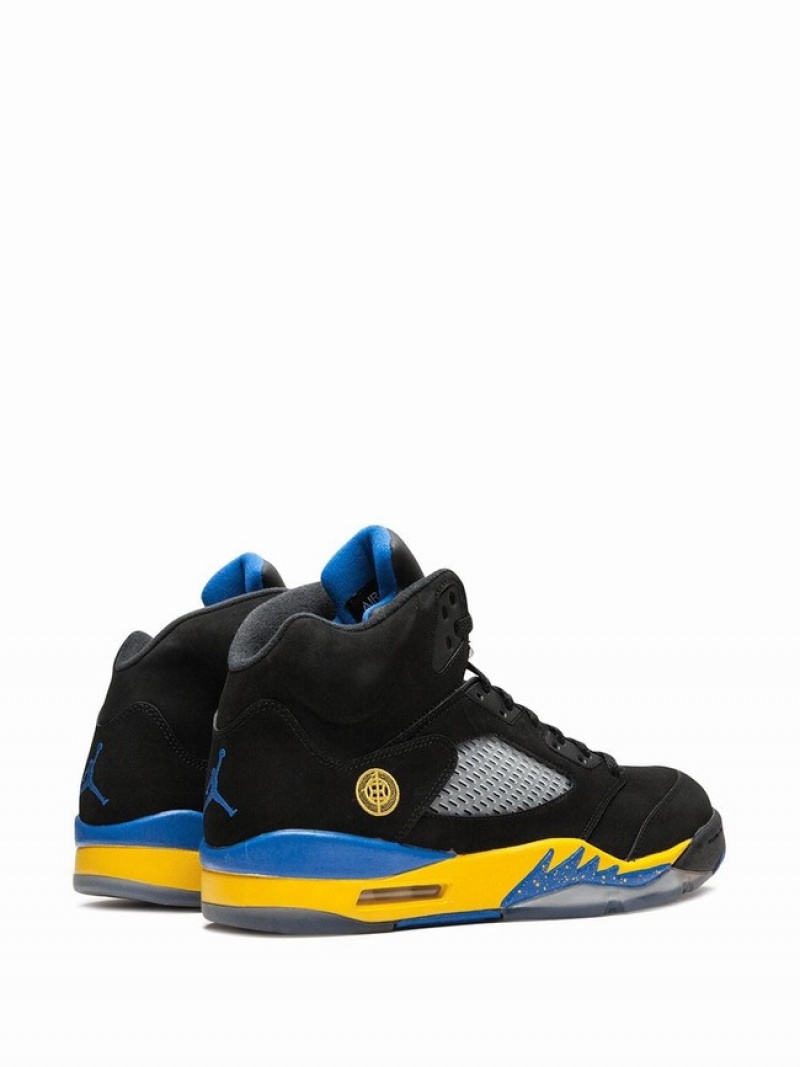 Black / Blue / Yellow Men's Nike Retro Air Jordan 5 | HMVBSD-072