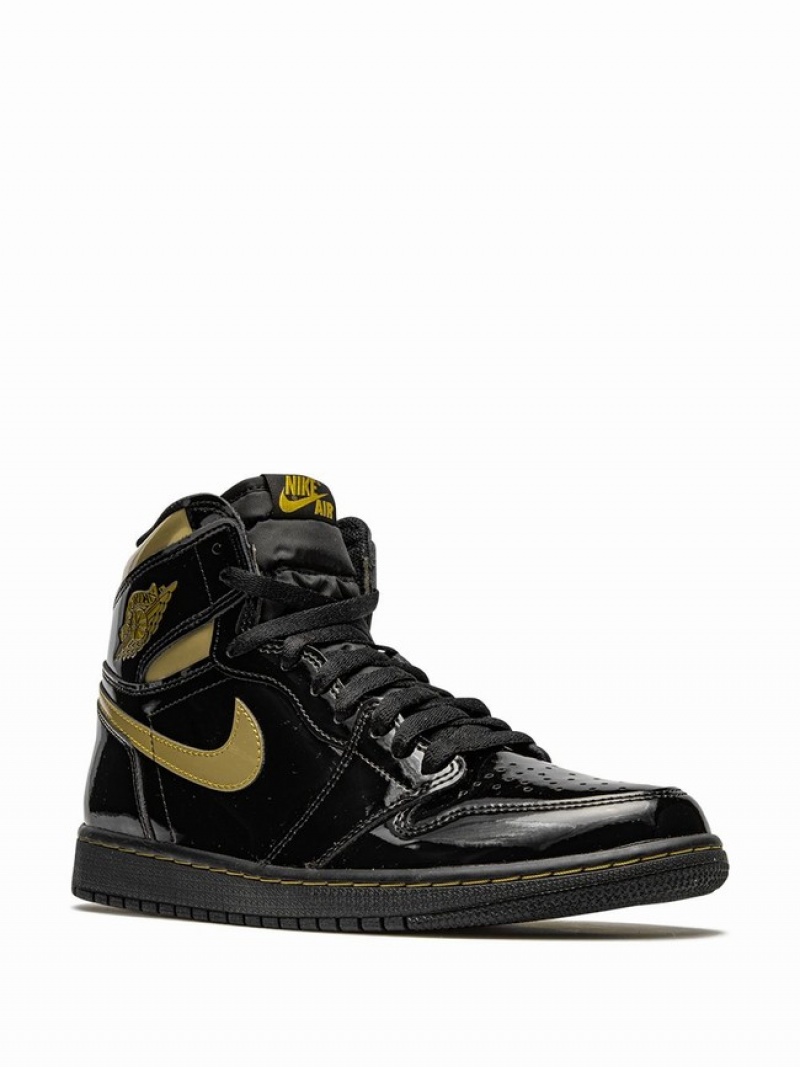 Black / Gold Men's Nike High Metallic Air Jordan 1 | CBZFHE-483