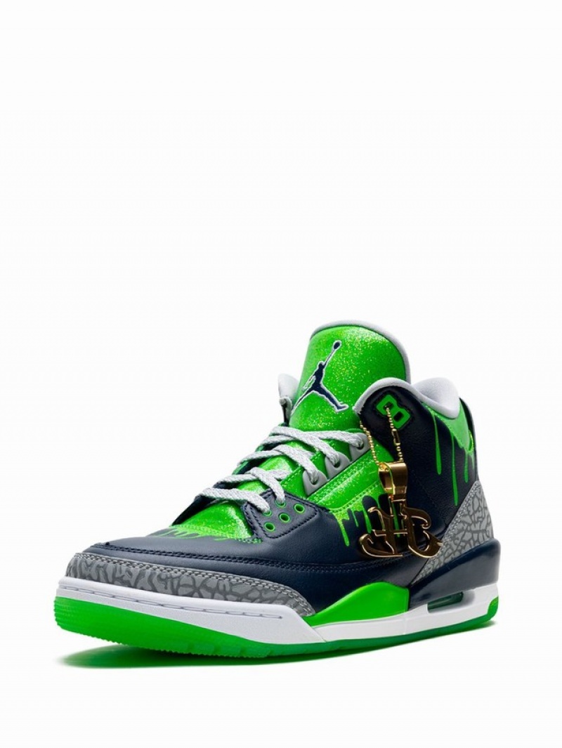 Black / Green Men's Nike Retro Doernbecher Hugo Air Jordan 3 | BNRMKP-834