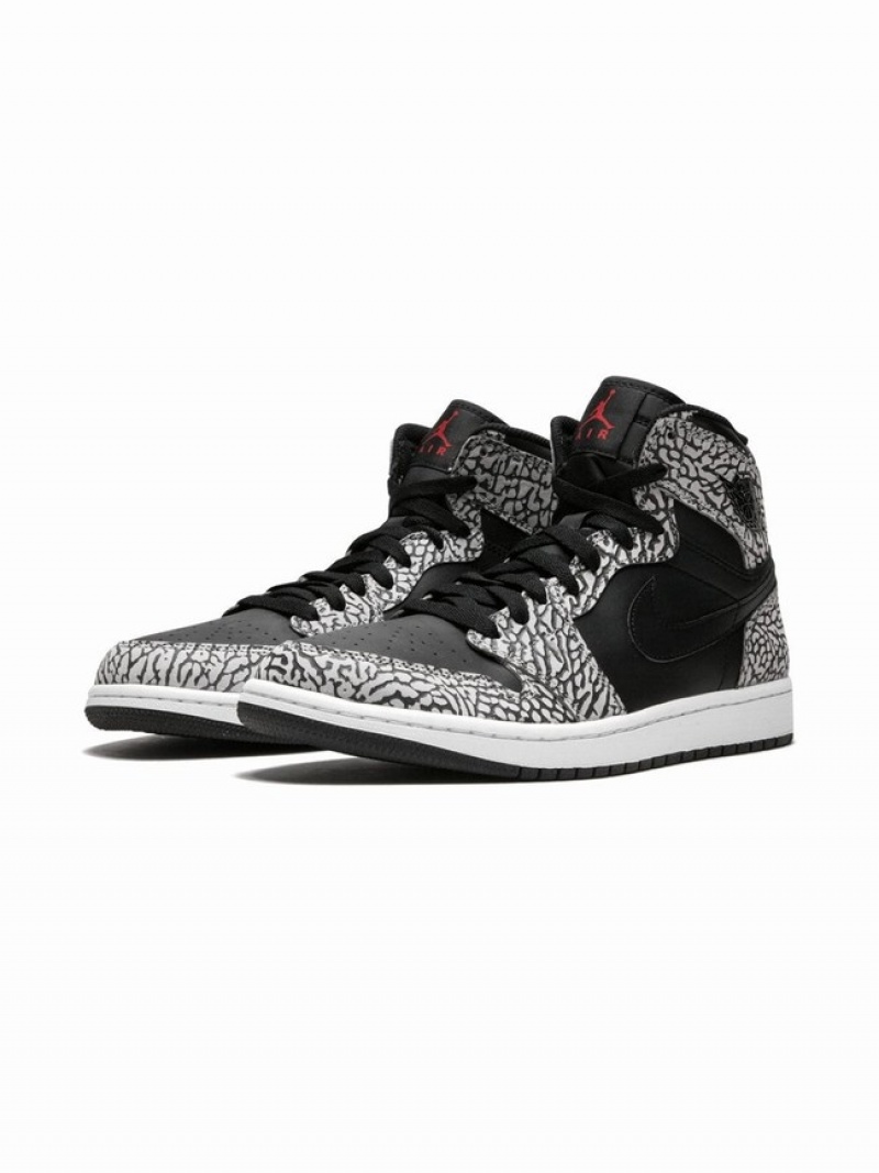 Black / Grey Men's Nike Retro High Elephant Print Air Jordan 1 | NHRQDE-738