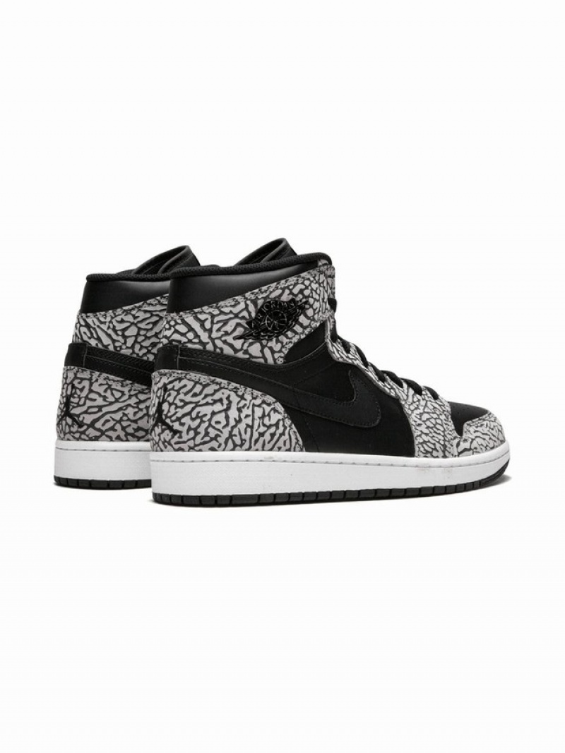 Black / Grey Men's Nike Retro High Elephant Print Air Jordan 1 | NHRQDE-738