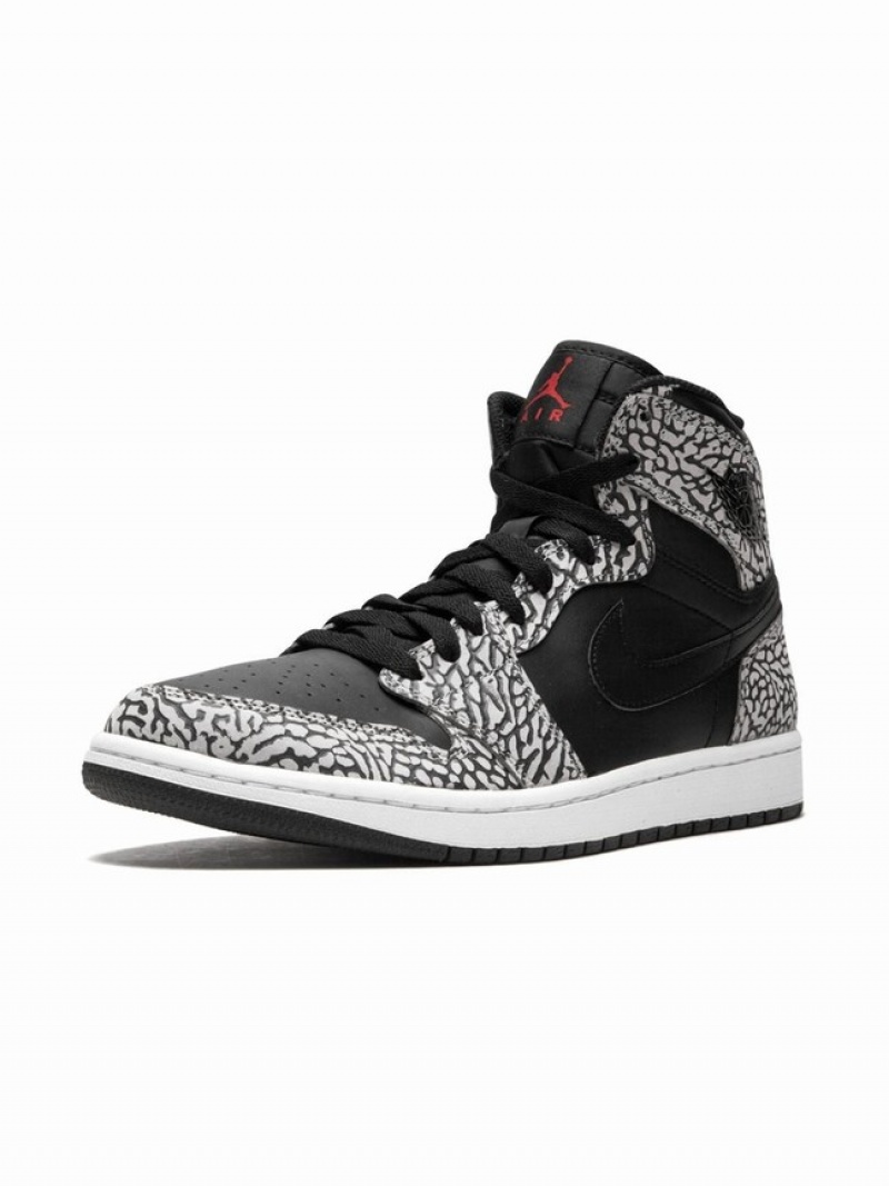 Black / Grey Men's Nike Retro High Elephant Print Air Jordan 1 | NHRQDE-738