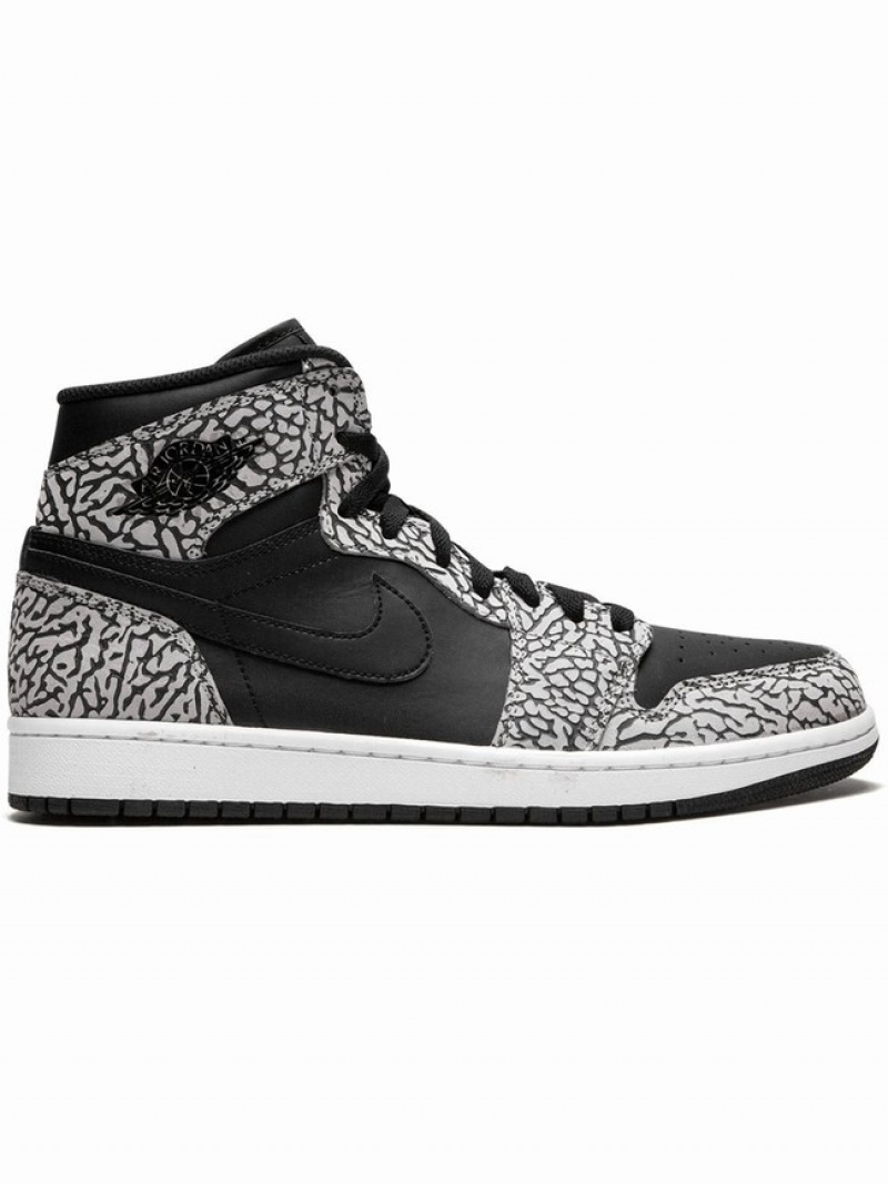 Black / Grey Men\'s Nike Retro High Elephant Print Air Jordan 1 | NHRQDE-738