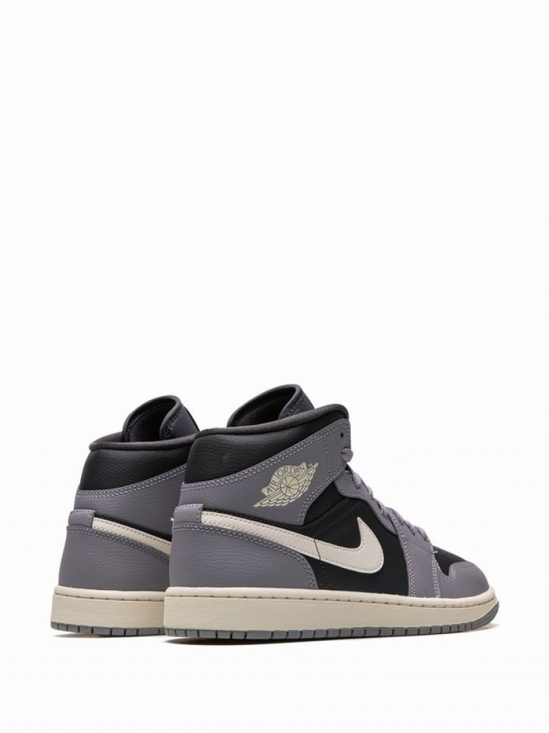 Black / Grey Women's Nike Mid Cement Air Jordan 1 | APDIZT-708