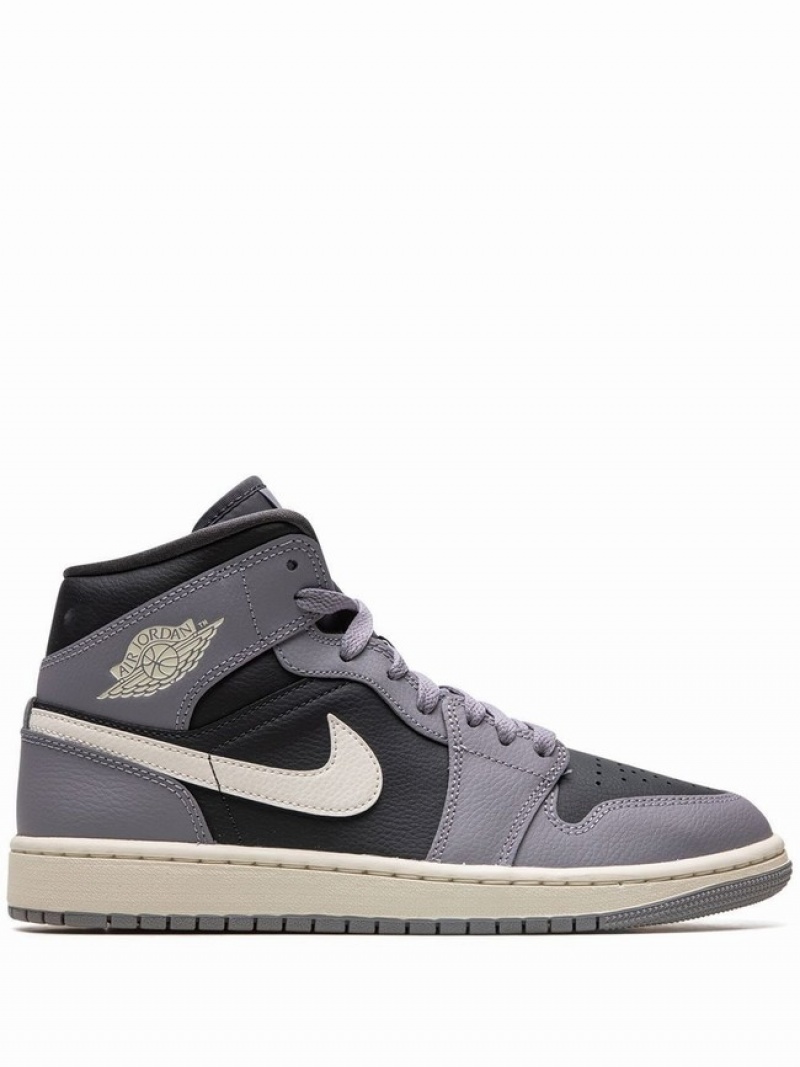 Black / Grey Women\'s Nike Mid Cement Air Jordan 1 | APDIZT-708