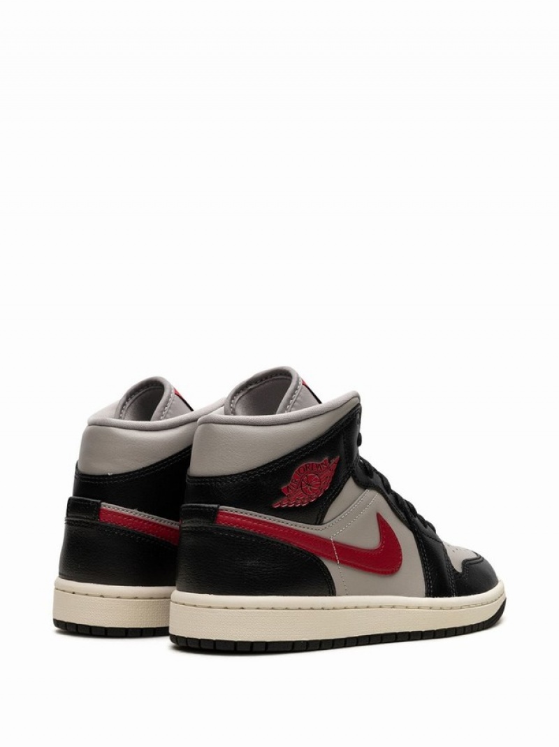 Black / Grey / Red Women's Nike Mid Red-College Air Jordan 1 | WRXBPJ-834