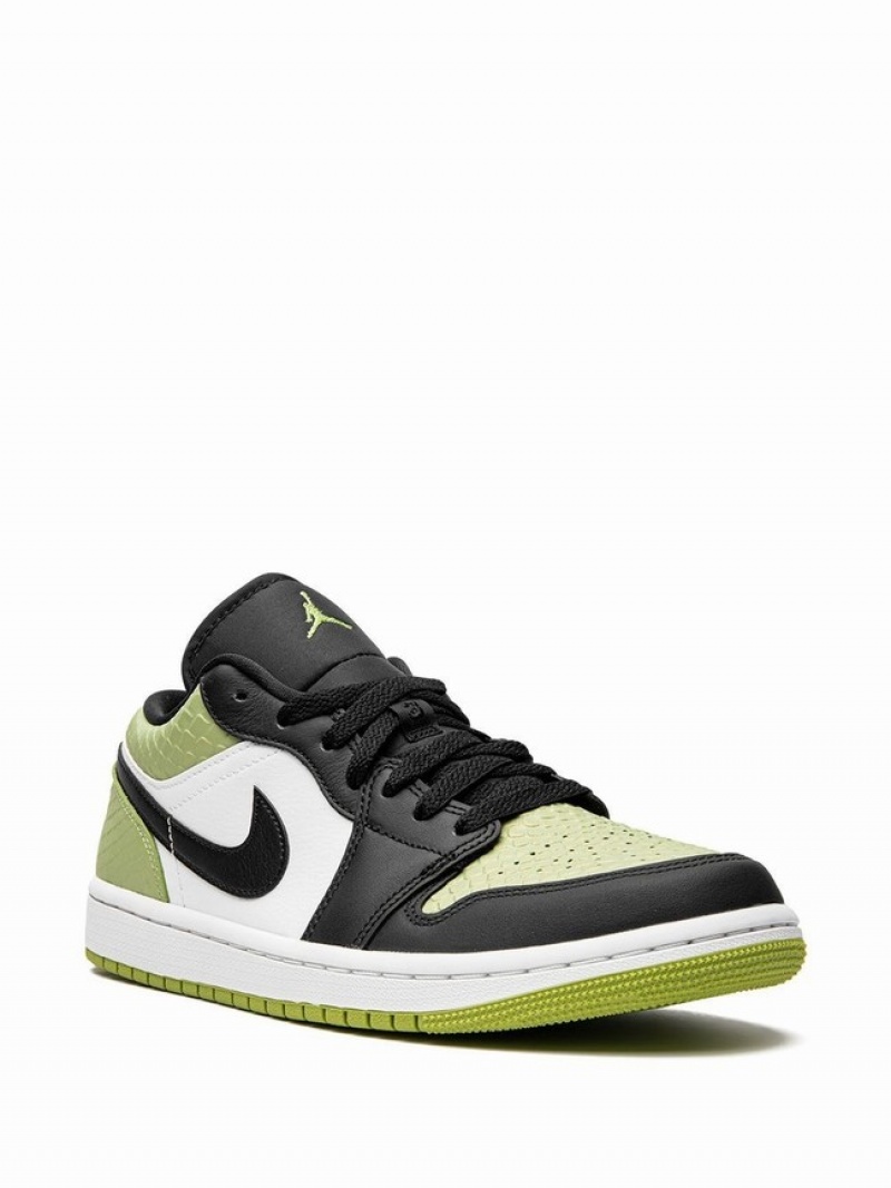 Black / Light Green / White Women's Nike Low SE Vivid Snakeskin Air Jordan 1 | HVSDRG-021