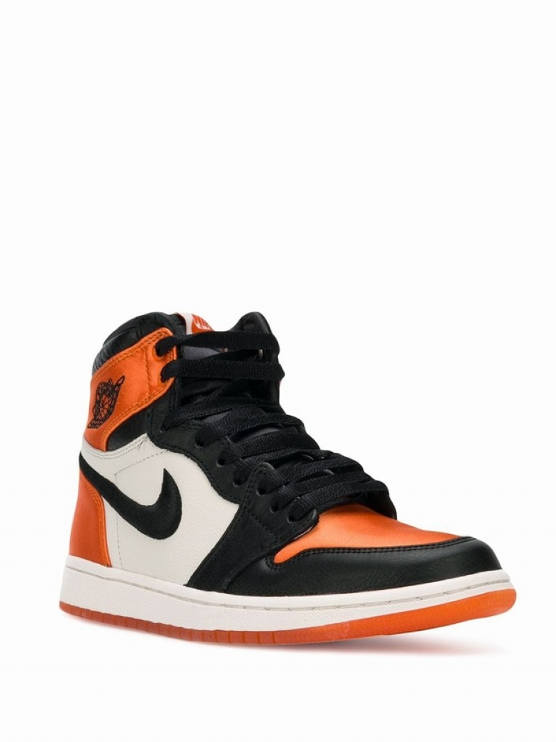 Black / Orange Women's Nike RE High OG SL Satin Shattered Backboard Air Jordan 1 | ICSPUO-864