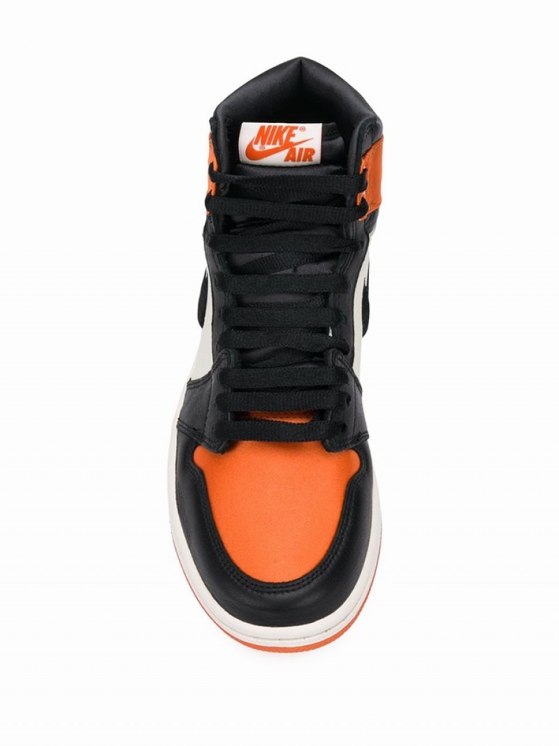 Black / Orange Women's Nike RE High OG SL Satin Shattered Backboard Air Jordan 1 | ICSPUO-864