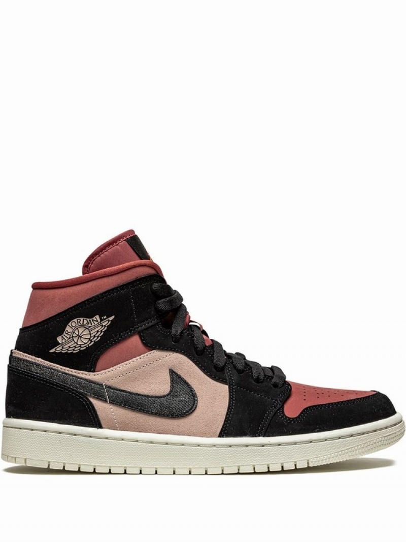 Black / Pink Women\'s Nike Mid Air Jordan 1 | TLCUAZ-810