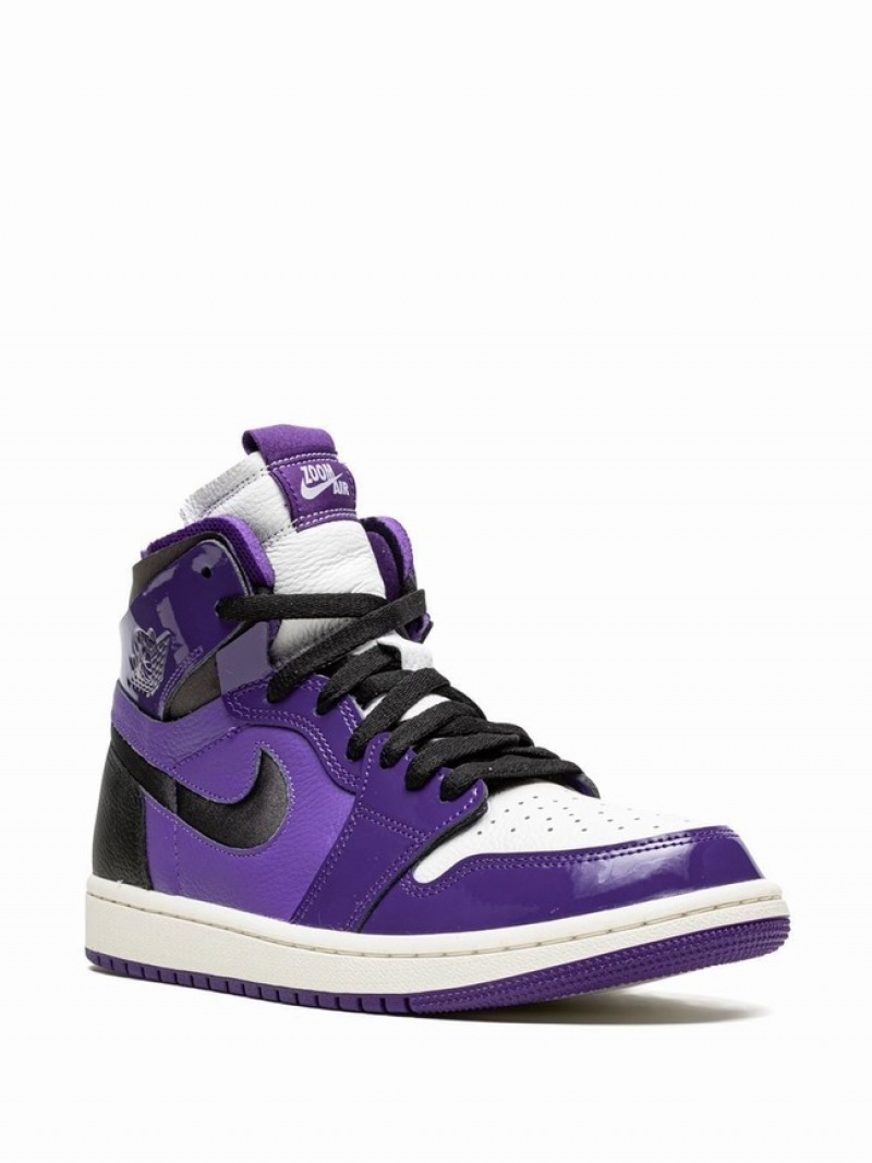 Black / Purple / White Women's Nike High Zoom CMFT Purple Patent Air Jordan 1 | VJIBLW-284