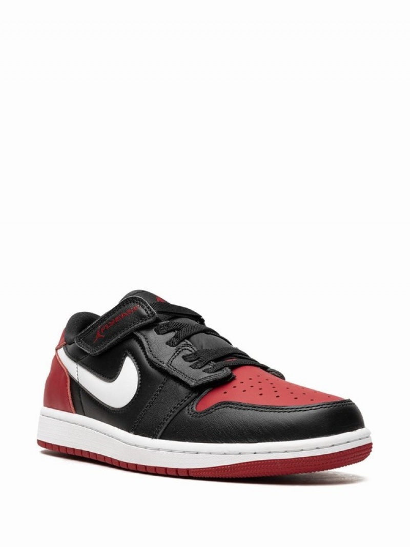 Black / Red Men's Nike Low Flyease Bred Air Jordan 1 | RKYWBV-053