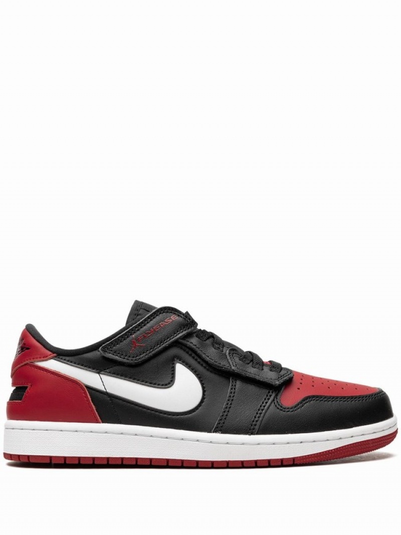 Black / Red Men\'s Nike Low Flyease Bred Air Jordan 1 | RKYWBV-053