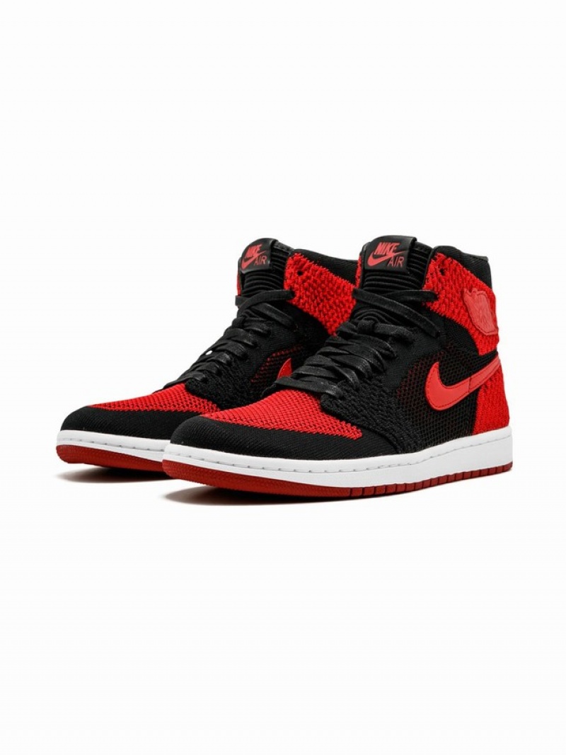 Black / Red Men's Nike Retro HI Flyknit Air Jordan 1 | PUAKBV-236