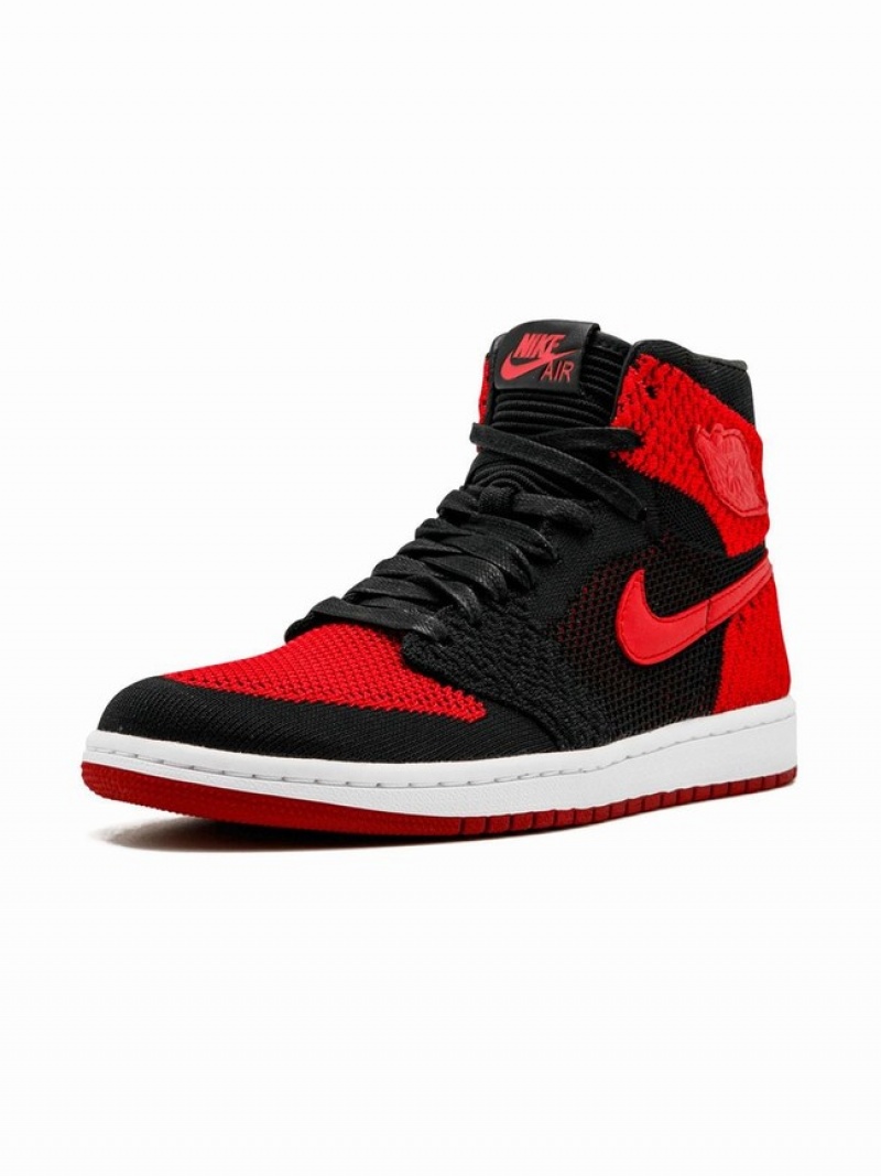 Black / Red Men's Nike Retro HI Flyknit Air Jordan 1 | PUAKBV-236