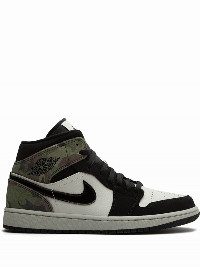 Black / White Men\'s Nike Mid Camo Air Jordan 1 | NGVCPJ-156