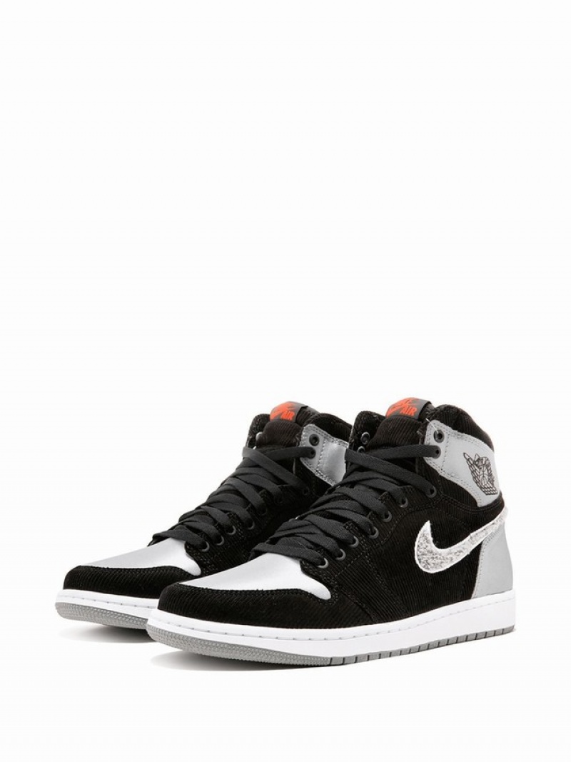 Black / White Men's Nike Retro Aleali May Air Jordan 1 | RUSDIB-401