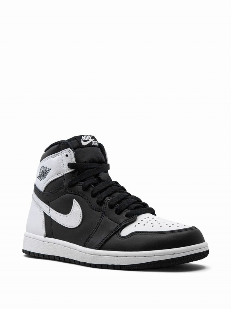 Black / White Men's Nike Retro High OG Reverse Panda Air Jordan 1 | PZVBXY-685