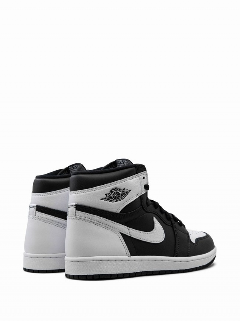 Black / White Men's Nike Retro High OG Reverse Panda Air Jordan 1 | PZVBXY-685