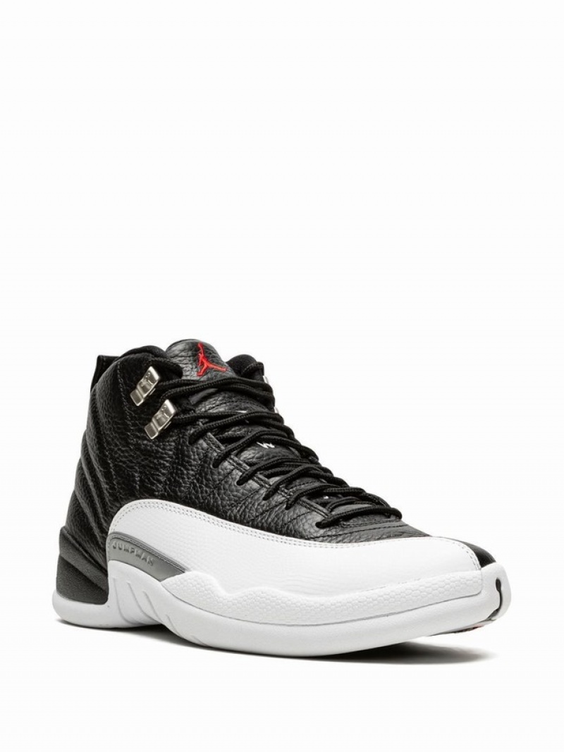 Black / White Men's Nike Retro Playoffs 2022 Air Jordan 12 | IXEHNM-684