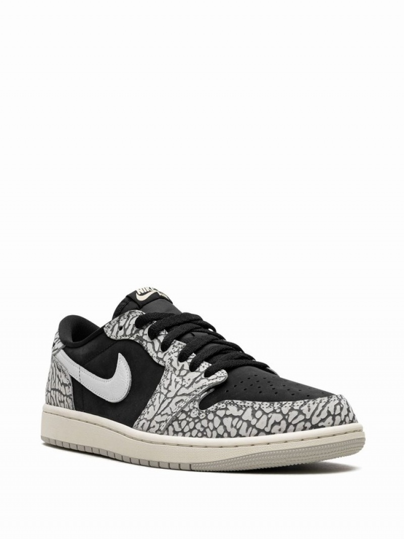 Black / White Women's Nike Low Elephant Print Air Jordan 1 | LQACPW-157