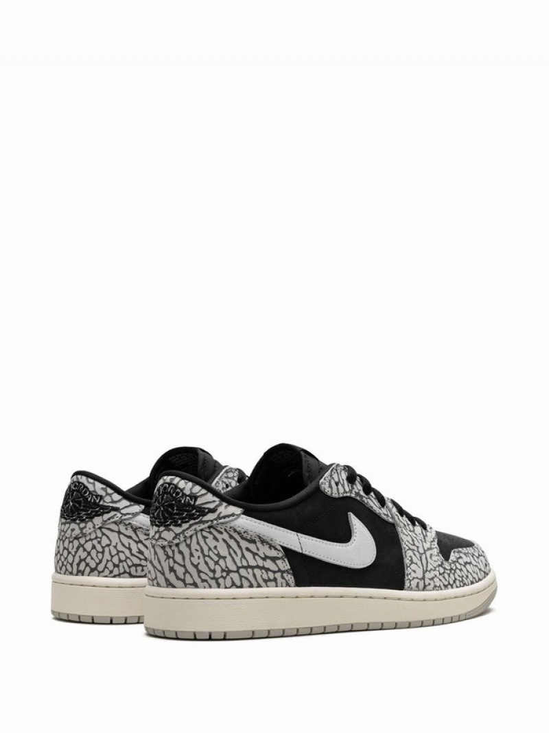 Black / White Women's Nike Low Elephant Print Air Jordan 1 | LQACPW-157