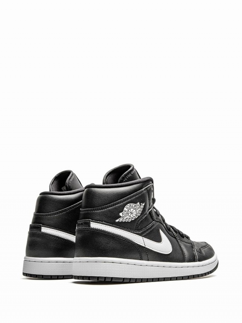 Black / White Women's Nike Mid Air Jordan 1 | TOWLCR-574