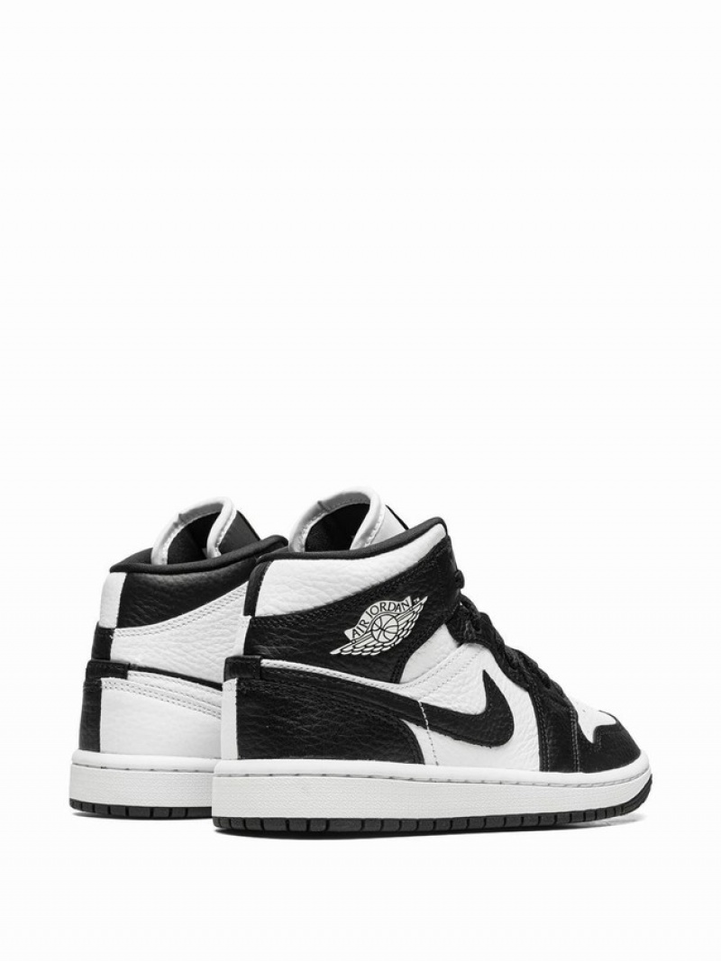 Black / White Women's Nike Mid SE Split Air Jordan 1 | KDVYRQ-671